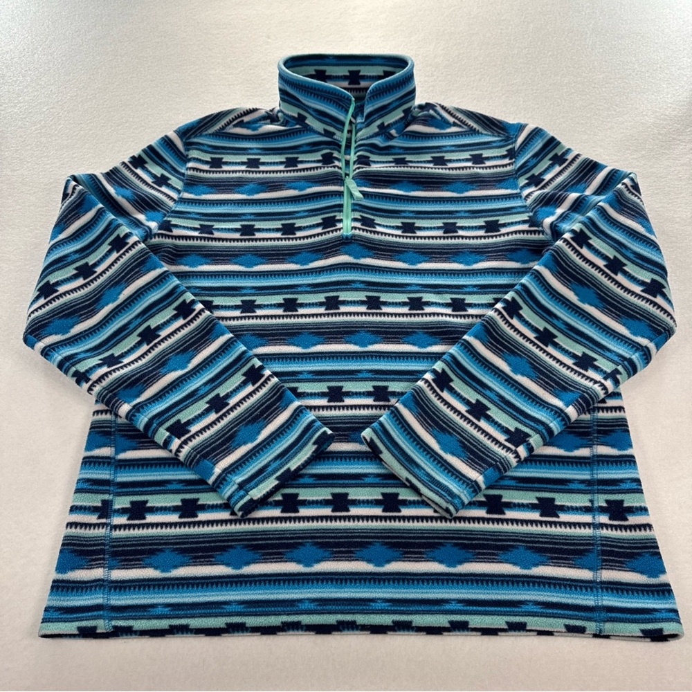 Chubbies Aztec Sweater Men's Medium Blue 1/4 Zip Pullover‎ Fleece Tribal Warm